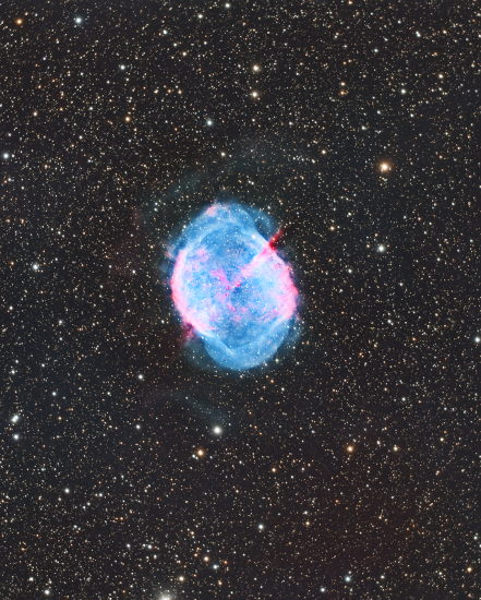 M27 - Nebulosa Manubrio (Dumbbell Nebula) in L-QEF & CLS - Zdjęcia Astrofotografia - stack, Master Light Frames do pobrania - Meade 8" ACF