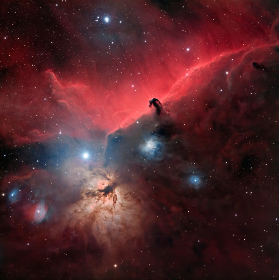 Horsehead and Flame Nebulae - Astrophotography Image - stack, Master Light Frames to download - askar 71F