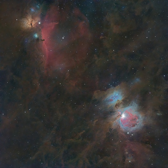 M42 Complex - Horsehead Nebula B33 - Imagen de astrofotografía - apilado, Master Light Frames para descargar - Rokinon 135 mm F2.8