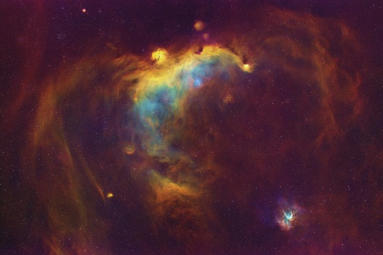 IC 2177 & Thor's Helmet — 2-Panel LRGBSHO High-Resolution Mosaic - Astrophotography Image - stack, Master Light Frames to download - Takahashi FSQ-106EDX III