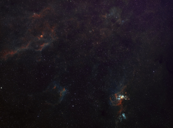 Southern Tadpoles + Statue of Liberty Wide Field — NGC 3572 / NGC 3576