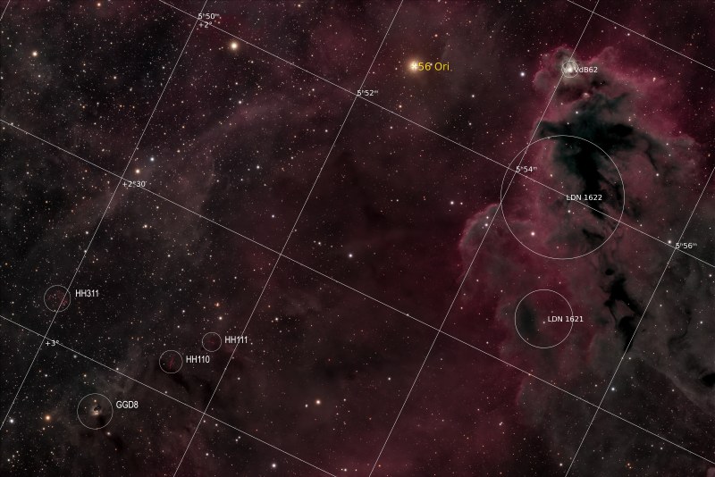 Herbig Haro Objects near LDN 1622