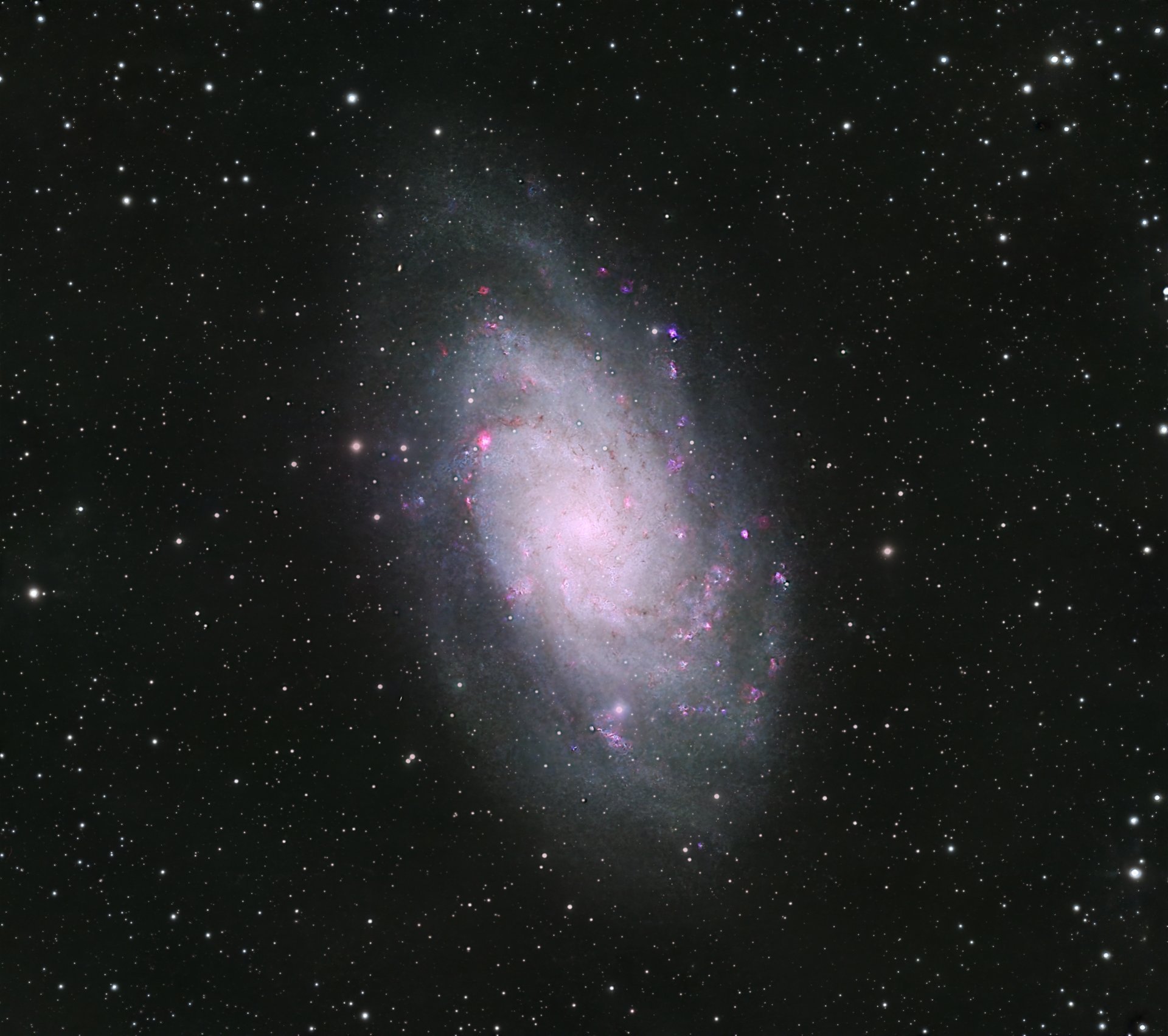 M33 RGB with Ha and Oiii highlights