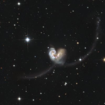 NGC 4038 and NGC 4039, the Antenna Galaxies.