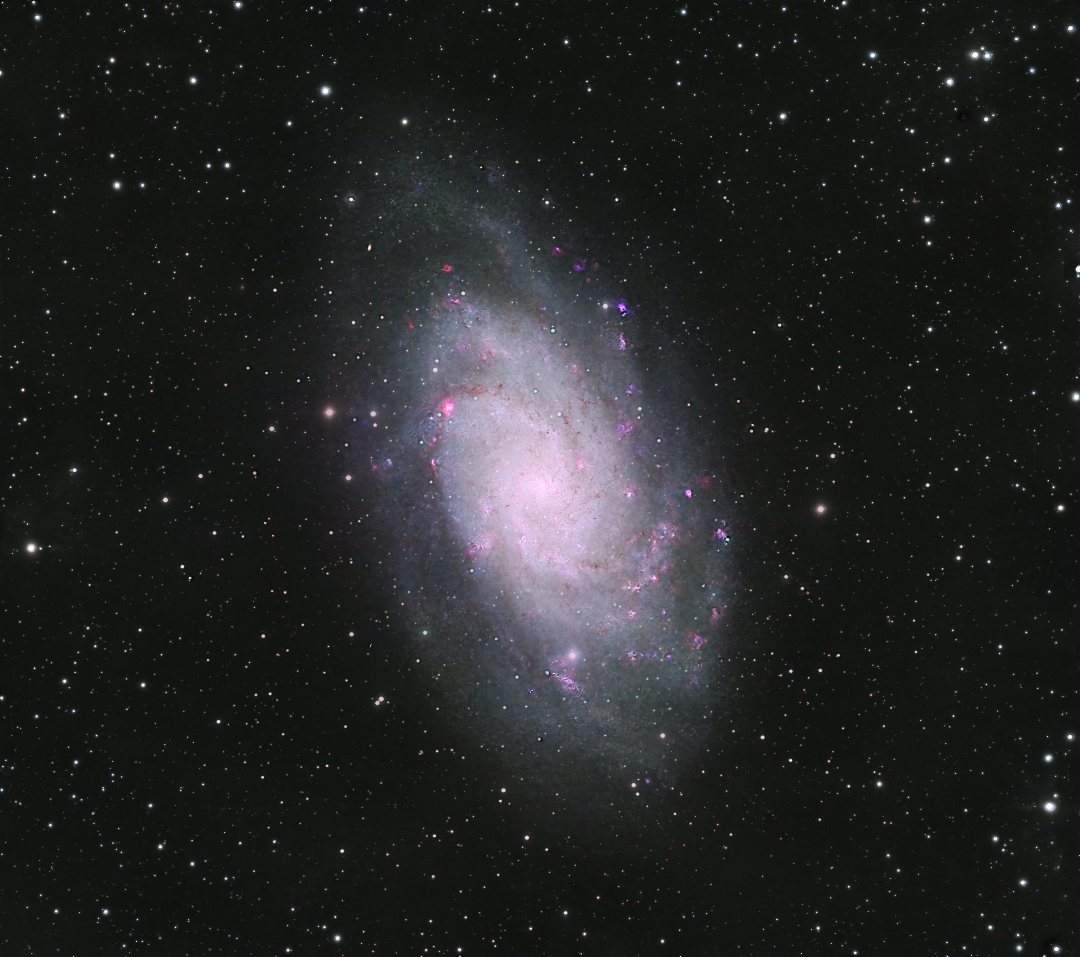 M33 RGB with Ha and Oiii highlights