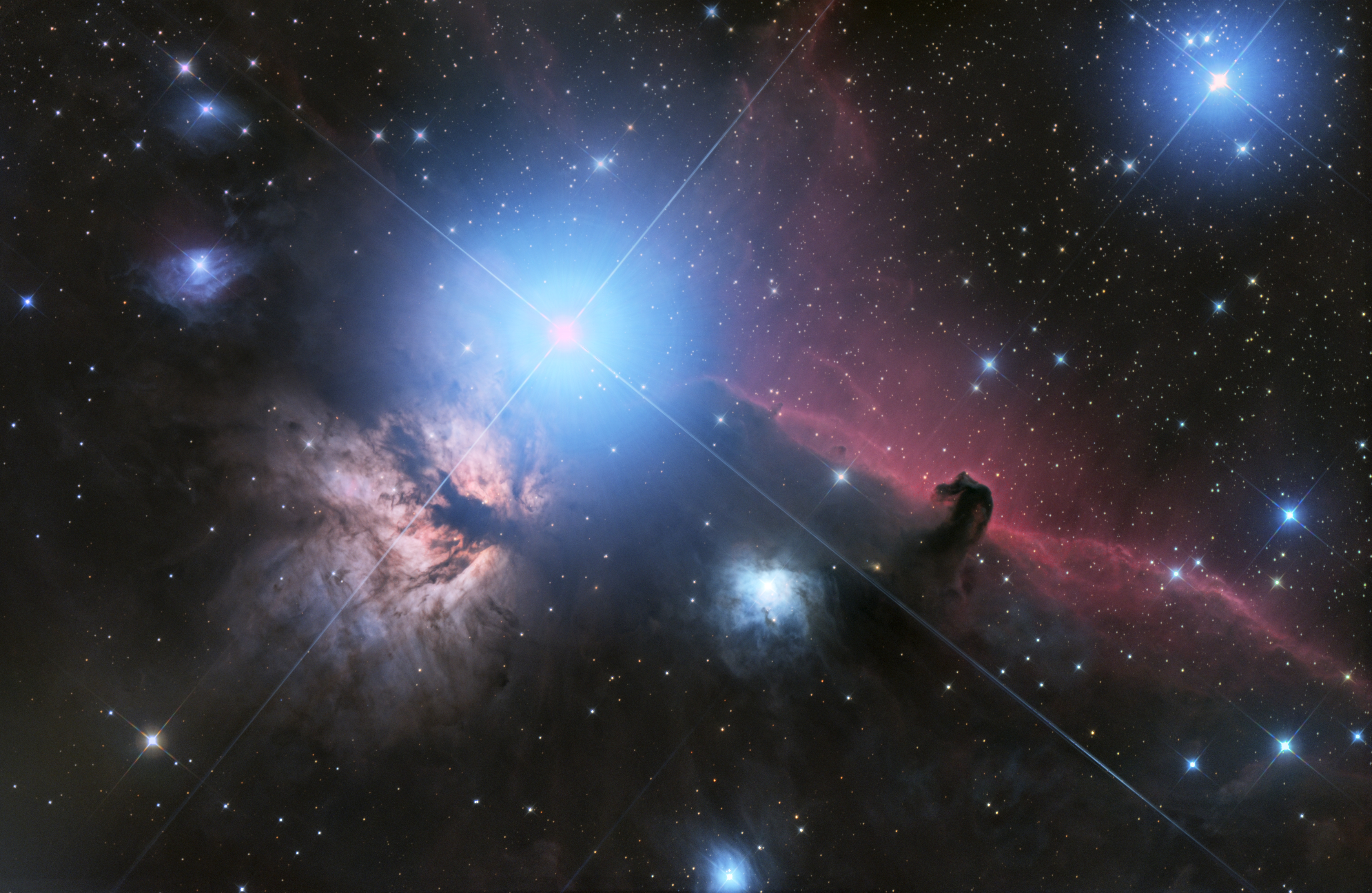 The Horsehead (IC434) and Flame Nebula (NGC 2024) in Orion